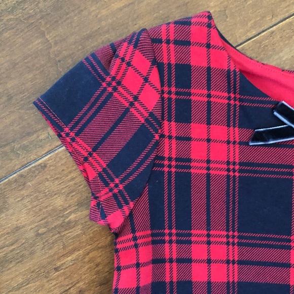 H&M Red and Black Flannel Dress with bow - Picture 2 of 5
